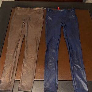 Wonens Spanx. Navy and Brown Stretch Leggings -